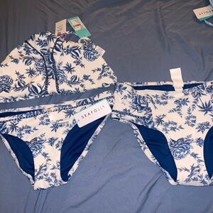 Seafolly White and Blue Floral Bikini